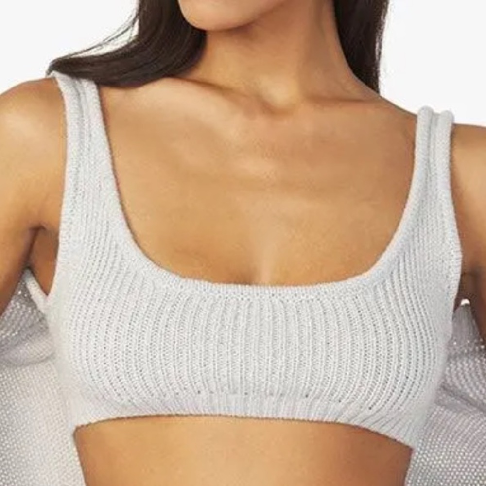 WeWoreWhat Scoop Pull on Bra Top Chunky Cozy Stitch/Knit Medium